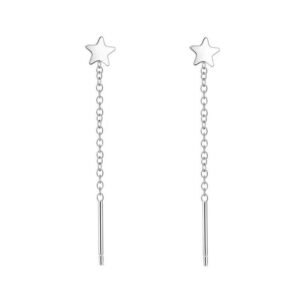 Kolczyki Srebro 925 Łańcuszki Gwiazdki