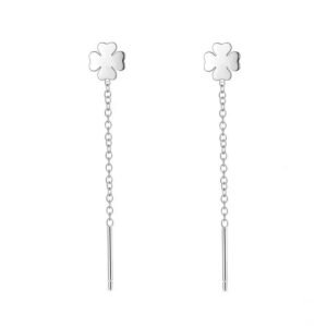 Kolczyki Srebro 925 Łańcuszki Koniczynki