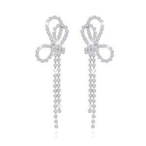 Kolczyki srebrne kokardy z cyrkoniami