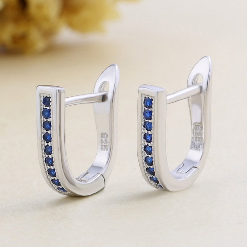 Kolczyki Srebro 925 Angielskie Niebieskie cyrkonie - obrazek 2