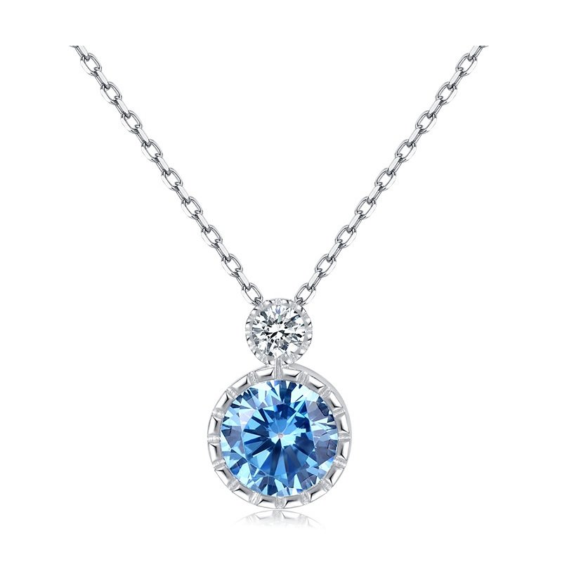 Naszyjnik Srebro 925 cyrkonia Błękitny
