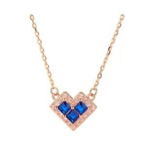 Naszyjnik Srebro 925 Golden Rose Błękitne Serce