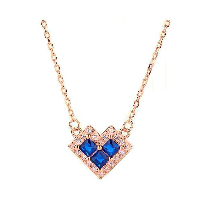 Naszyjnik Srebro 925 Golden Rose Błękitne Serce