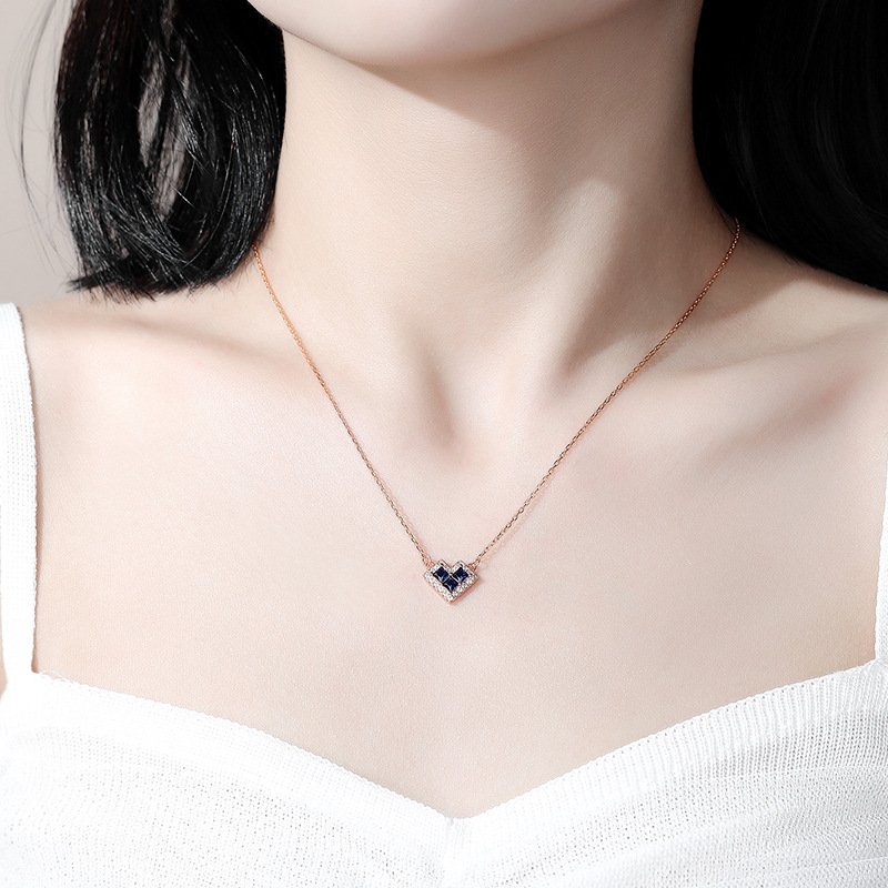 Naszyjnik Srebro 925 Golden Rose Błękitne Serce - obrazek 3