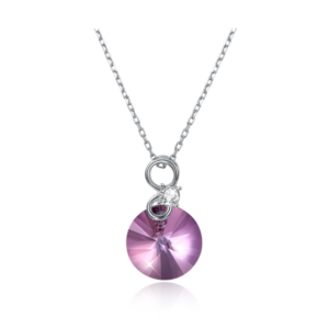 Naszyjnik Srebro 925 cyrkonia Swarovski Fioletowe Koło