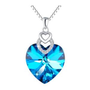 Naszyjnik Srebro 925 cyrkonia Swarovski Niebieskie Serce