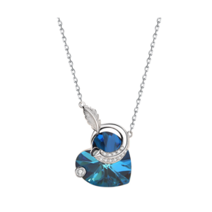 Naszyjnik Srebro 925 cyrkonia Swarovski Serce i Piórko