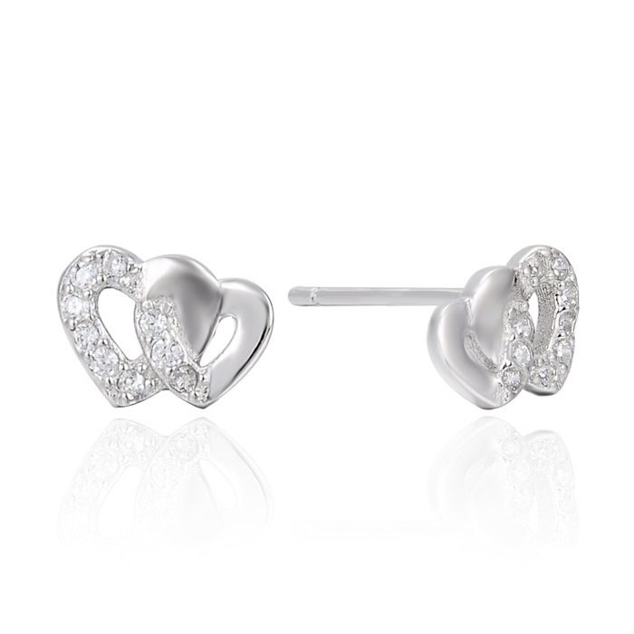 Kolczyki Srebro 925 Złączone serca
