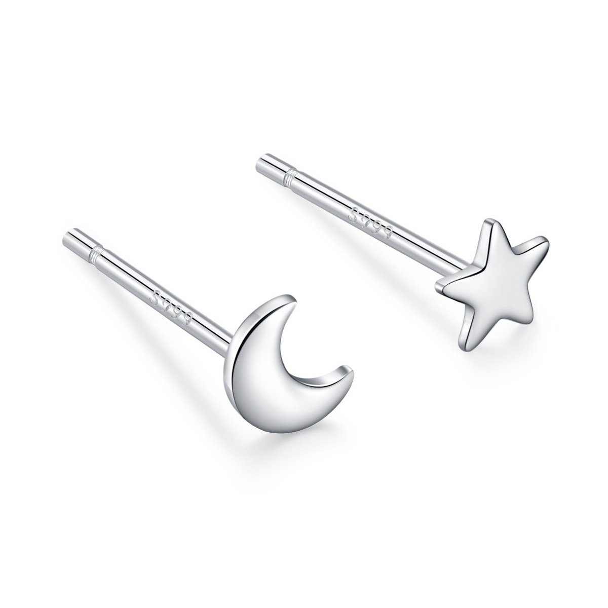 Kolczyki Srebro 925 Księżyc Gwiazda Sztyft