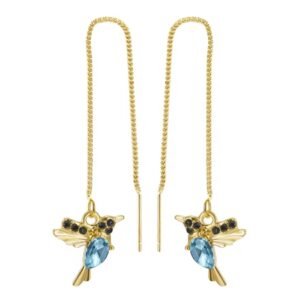 Kolczyki złote wiszące koliber