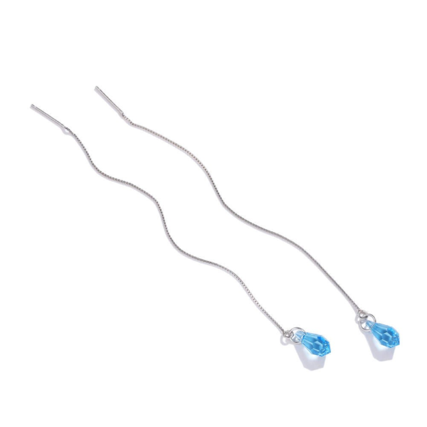 Kolczyki Srebro 925 Wiszące nebieskie cyrkonie Swarovski - obrazek 3