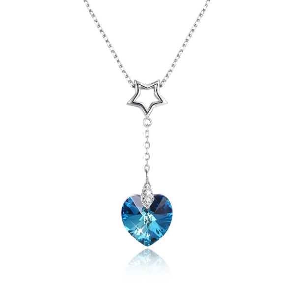 Naszyjnik Srebro 925 cyrkonia Swarovski Serce Gwiazdka