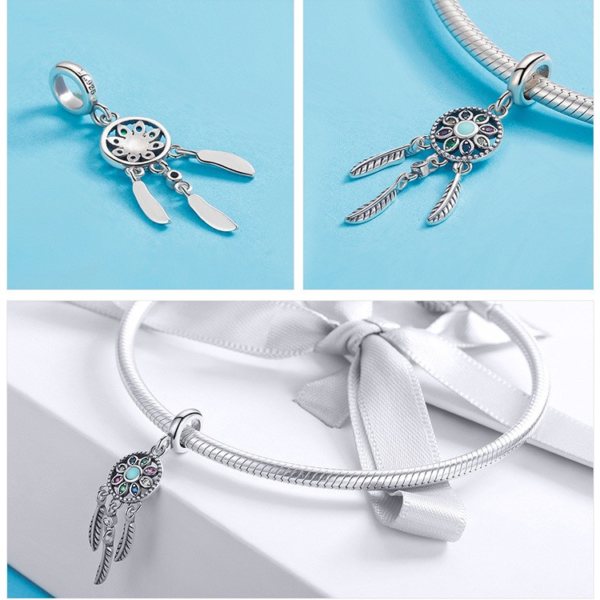 Zawieszka charms do pandory Srebro próby 925 Wiszący Łapacz Snów - obrazek 4