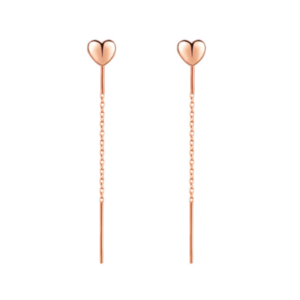Kolczyki wiszące Golden Rose Serce łańcuszek