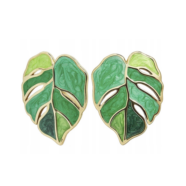 Kolczyki zielone monstera