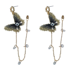 Kolczyki motylki łańcuszek