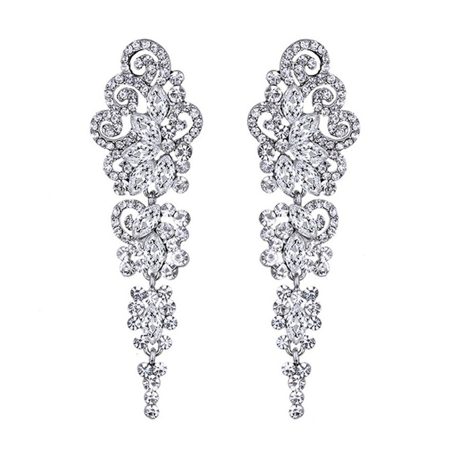 Kolczyki srebrne ślubne kryształki