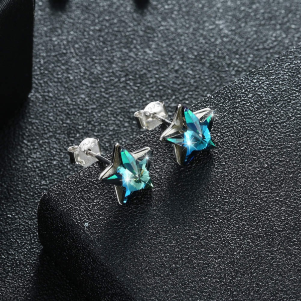 Kolczyki Srebro 925 Gwiazdki cyrkonie Swarovski - obrazek 3
