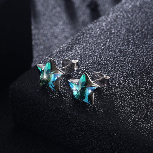 Kolczyki Srebro 925 Gwiazdki cyrkonie Swarovski - obrazek 4