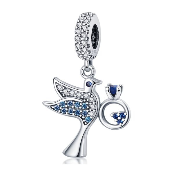Zawieszka charms do pandory Srebro próby 925 Miłosny Ptak