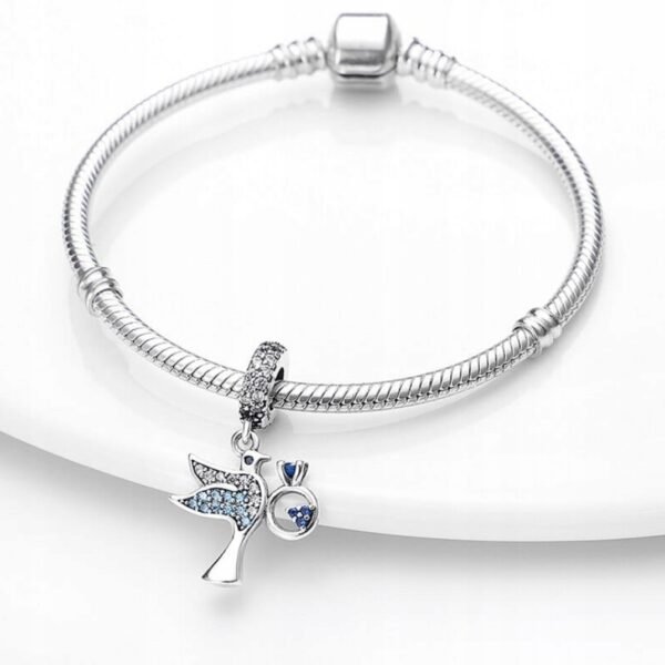 Zawieszka charms do pandory Srebro próby 925 Miłosny Ptak - obrazek 3