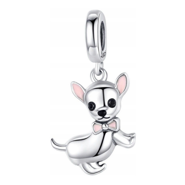 Zawieszka charms do pandory Srebro próby 925 Piesek Chihuahua