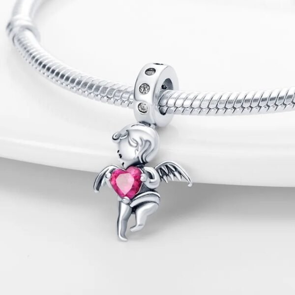 Zawieszka charms do pandory Srebro próby 925 Amor z Serduszkiem - obrazek 2