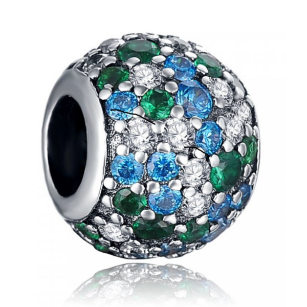 Zawieszka charms do pandory Srebro próby 925 Błękitno Zielona