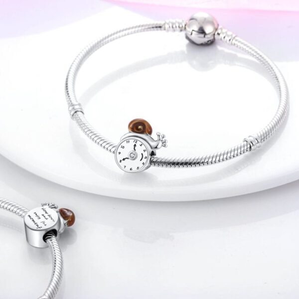 Zawieszka charms do pandory Srebro próby 925 Ślimak i Zegar - obrazek 4