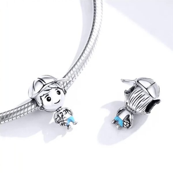 Zawieszka charms do pandory Srebro próby 925 Chłopczyk z piłką - obrazek 2