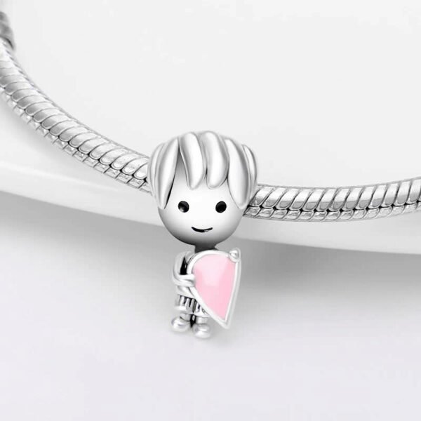 Zawieszka charms do pandory Srebro próby 925 Chłopczyk z połówką serca - obrazek 2