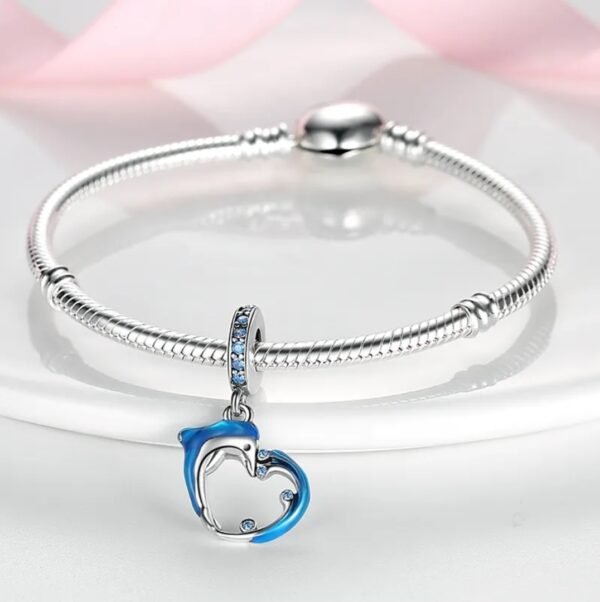 Zawieszka charms do pandory Srebro próby 925 Delfin i Fala - obrazek 3