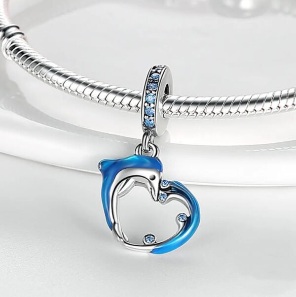 Zawieszka charms do pandory Srebro próby 925 Delfin i Fala - obrazek 2