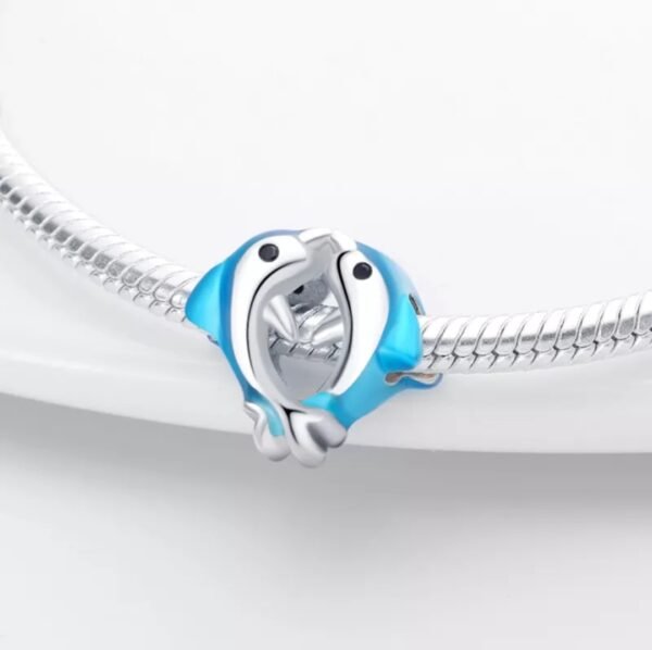 Zawieszka charms do pandory Srebro próby 925 Dwa Delfiny Morze - obrazek 2