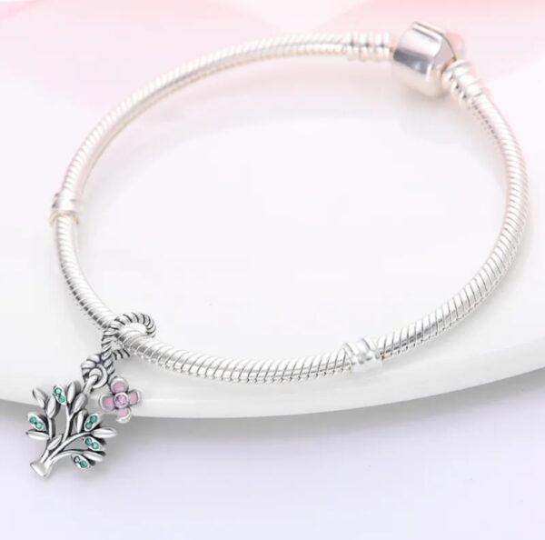 Zawieszka charms do pandory Srebro próby 925 Drzewo i Kwiat - obrazek 3