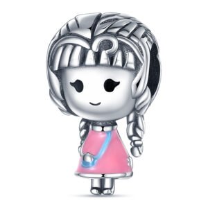 Zawieszka charms do pandory Srebro próby 925 Dziewczynka z Warkoczami