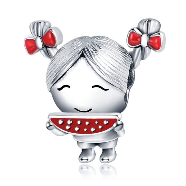Zawieszka charms do pandory Srebro próby 925 Dziewczynka z Arbuzem