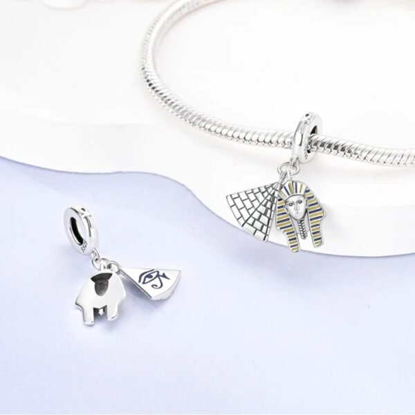 Zawieszka charms do pandory Srebro próby 925 Egipt Piramida Maska Tutanchamona - obrazek 2