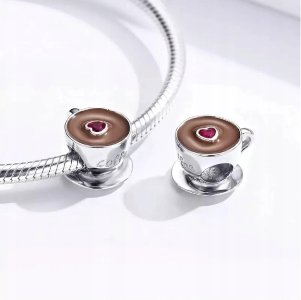 Zawieszka charms do pandory Srebro próby 925 Filiżanka Kawy - obrazek 2