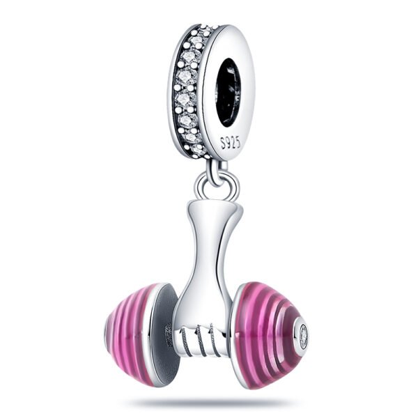 Zawieszka charms do pandory Srebro próby 925 Różowa Hantla