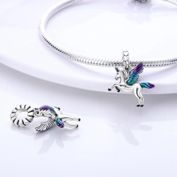 Zawieszka charms do pandory Srebro próby 925 Jednorożec Pegaz - obrazek 2