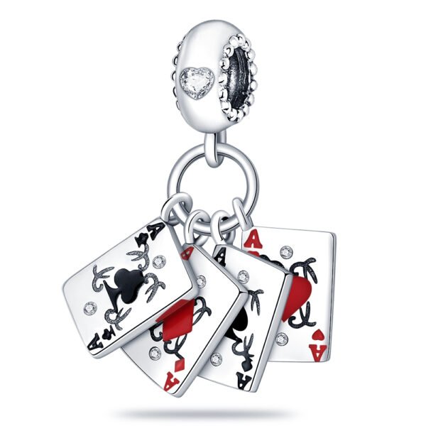 Zawieszka charms do pandory Srebro próby 925 Karty Asy