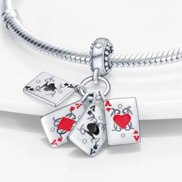 Zawieszka charms do pandory Srebro próby 925 Karty Asy - obrazek 2