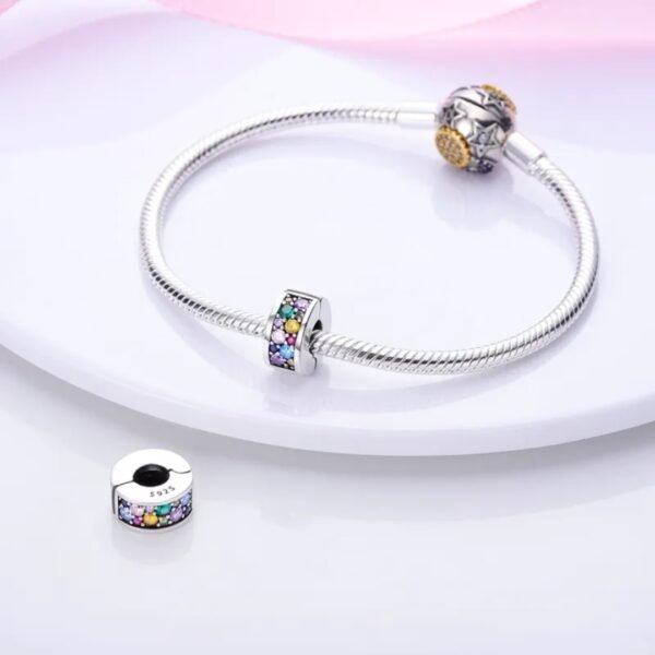 Zawieszka charms do pandory Srebro próby 925 Klips Kolorowe Cyrkonie - obrazek 3