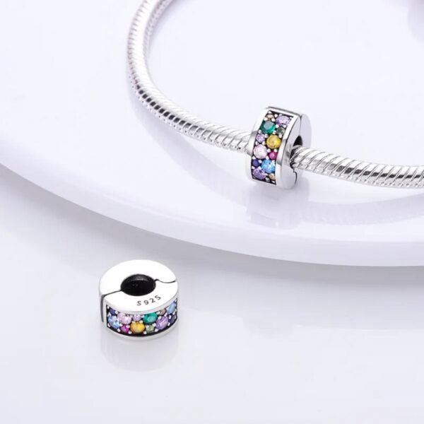 Zawieszka charms do pandory Srebro próby 925 Klips Kolorowe Cyrkonie - obrazek 2