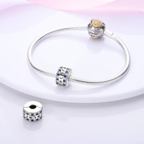 Zawieszka charms do pandory Srebro próby 925 Klips Księżyc i Gwiazda - obrazek 3