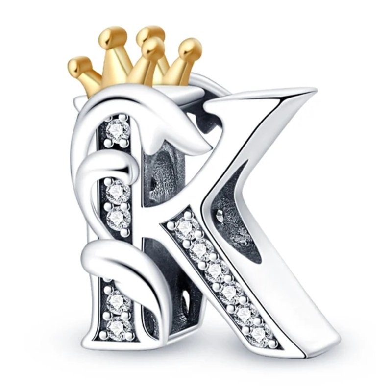 Zawieszka charms do pandory Srebro próby 925 Litera K