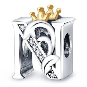 Zawieszka charms do pandory Srebro próby 925 Litera N