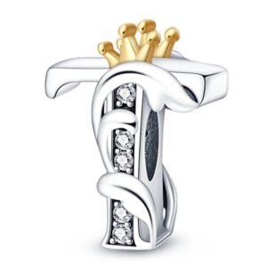 Zawieszka charms do pandory Srebro próby 925 Litera T