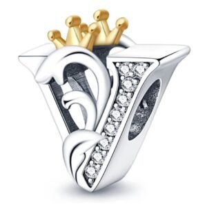 Zawieszka charms do pandory Srebro próby 925 Litera V